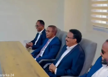 Madaxweynihii hore ee Soomaaliya oo la kulmay Axmed Madoobe iyo Saciid Deni