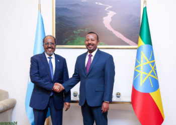 Xasan Sheekh Oo Gaadhay Addis Abab, lana yeeshay kulan miro-dhal ah Abiy Axmed+sawiro