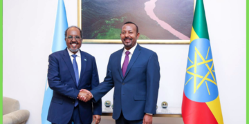 Xasan Sheekh Oo Gaadhay Addis Abab, lana yeeshay kulan miro-dhal ah Abiy Axmed+sawiro