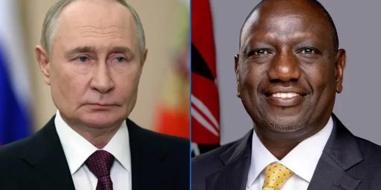 Madaxweyne Ruto ee Kenya iyo Madaxweynaha Ruushka Vladimir Putin, sawirro kala duwan